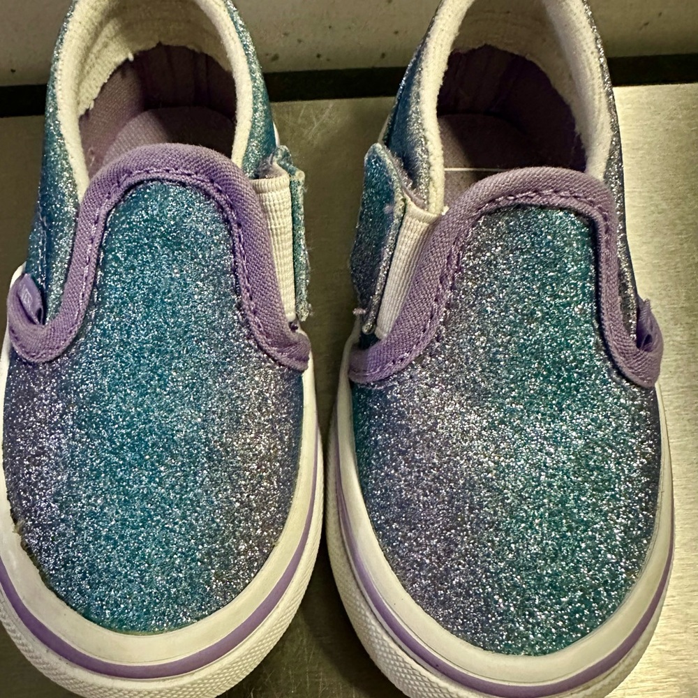 Vans Glittery Blue and Purple Kids Sneakers - Picture 3 of 8